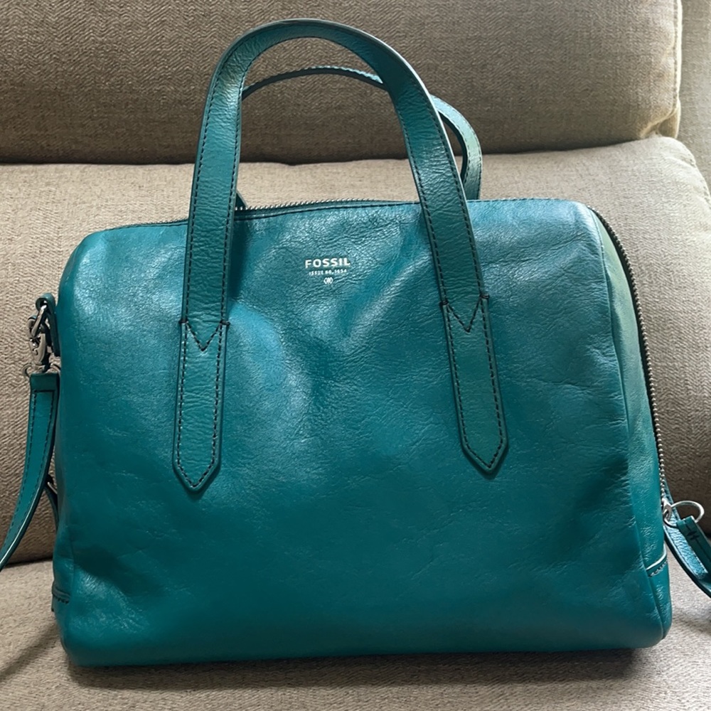 Fossil Leather Bowling Bag - Teal